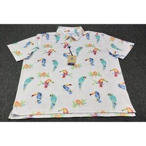 Chubbies Polo Shirt Mens XXL Tropical Bird Toucan Parrot Stretch Performance